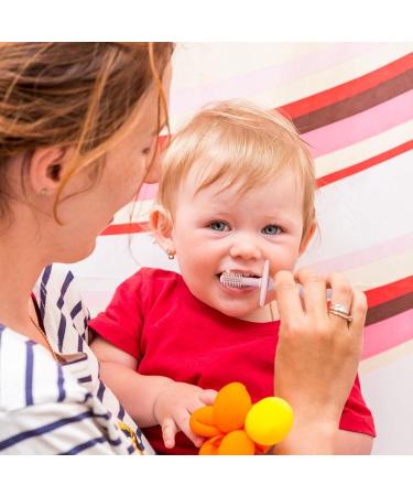 Training Toothbrush Infant 360 Baby Toothbrush with Suction Base Soft Food Grade Silicone Gum Massagers Teething Toys for 6-12 Months Newborn Infant Dtt Pink - Buy Online on GoSupps.com