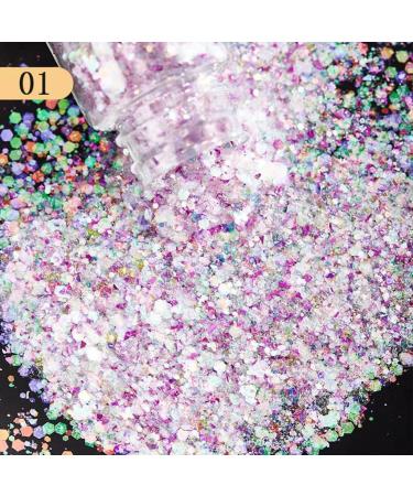 Sparkling Sequins Mix Nail Art 3D Mixed Shaped Sequins UV Gel Polish Sparkling Powder Charm Glitter Flakes for Color 1