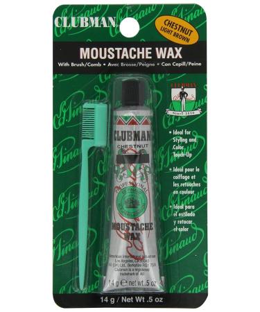 Clubman Pinaud Moustache Wax in Chestnut Strong Hold Natural Color Blend for Styling Beards Sideburns and Eyebrows 0.50 Fl Oz (Pack of 6)