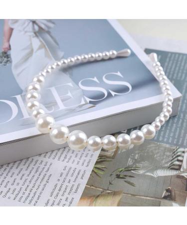Inilbran Boho Pearl Headband Clips Vintage Pearl Hairband Hair Hoop Pearl Braided Headband Headwear White Pearl Hairband Hair Piece Headband Hair Accessories for Women and Girls Style A - Buy Online on GoSupps.com