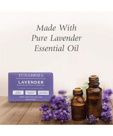 Sunaroma Lavender Soap with Shea Butter & Vitamin E - Nourishing Oil Soap (Pack of 1) - Buy Internationally - Buy Online on GoSupps.com