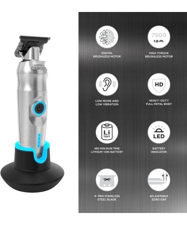 Gamma+ Cyborg Trimmer | Professional Men's Hair Cutter with Brushless Engine 180 Min Cordless Use 0 Distance Blade Settings & Durable Metal Housing - Buy Online on GoSupps.com