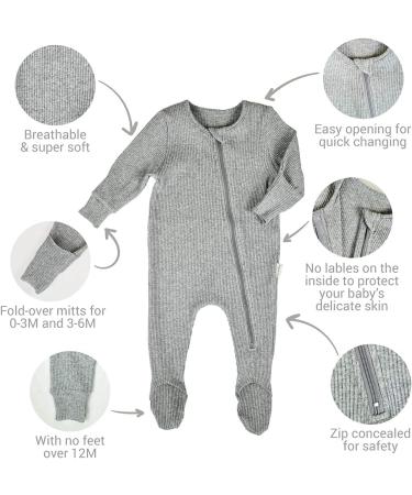 DreamBuy Ribbed Cotton Baby Sleepsuit | Zip Up Footed/Footless | Unisex Newborn Clothes 12-18 Months - Buy Online on GoSupps.com