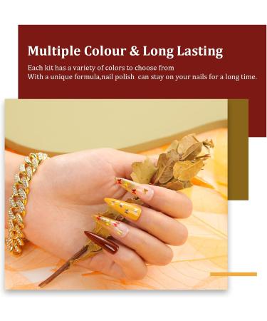 Aokitec Gel Nail Polish Kit 6x7.5ml Gel Polish Set Soak Off Nail Gel Polish Set 2021 New Fall Light Dark Orange Yellow Red Brown Gel Nail Manicure Kit DIY Home Gifts for Women Christmas(Autumn Leaves) - Buy Online on GoSupps.com