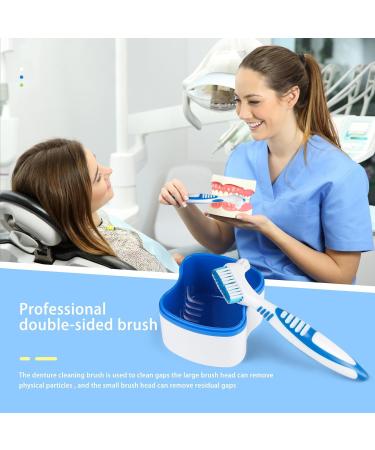 Supaway Dental Retainer Box - 2-Piece Prosthesis Container with Cleaning Brushes | Ideal for False Teeth Storage - Green & Blue - Buy Online on GoSupps.com