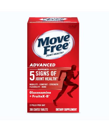 Move Free Advanced Glucosamine Chondroitin + Calcium Fructoborate Joint Support Supplement, Supports Mobility Comfort Strength Flexibility & Bone - 200 Tablets (100 servings)* GC 200ct