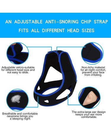 Adjustable Anti-Snoring Chin Strap for Men and Women - Stop Snoring Solution, Breathable Sleep Aid, Snore Reducing Device - One Size (Blue) - Buy Online on GoSupps.com