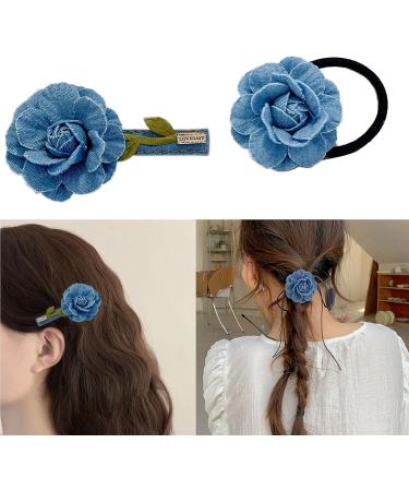 Muloo Woman Denim-Hairpin Flower Girls Blue Jeans Hair Clip Lady Hairgrips Fashion HairPin Thin Hair Accessory Girl Teen Decor - Buy Online on GoSupps.com