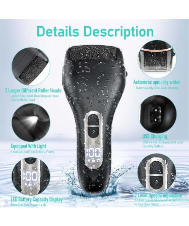Electric Callus Remover for Feet - Waterproof Rechargeable Portable Pedicure Kit with LCD Display & 3 Grinding Heads - Best Foot Care Solution - Buy Online on GoSupps.com