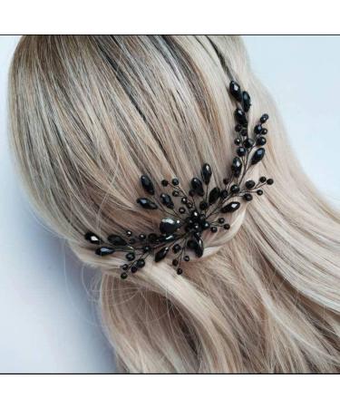 Anglacesmede Bridal Black Crystal Hair Pins Classical Wedding Back Comb Prom Party Festival Hair Accessories for Women and Girls - Buy Online on GoSupps.com