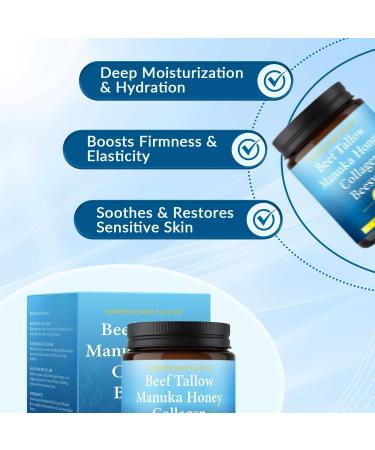 Beef Tallow Collagen Manuka Honey Balm 7 in 1 Whipped Tallow and Honey Face Moisturizer for Dry & Sensitive Skin Nourishing Beef Tallow Cream with Beeswax for Face & Body (1) - Buy Online on GoSupps.com