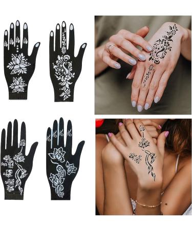 Reusable Black Henna Tattoo Stencils: Flowers, Butterflies | Large Size DIY Kit for Women & Teen Girls - Buy Online on GoSupps.com