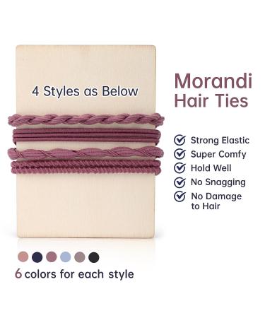 AIERSA 24 Pcs Morandi Hair Tie Bracelets - Boho Elastic Ponytail Holders for Women/Girls - No Damage Hair Elastics - Curly Hair Accessories - Buy Online on GoSupps.com