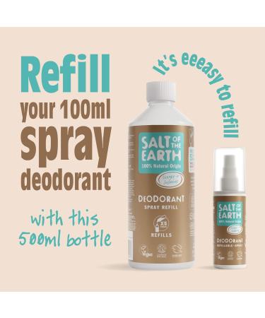 Salt of the Earth - Natural Deodorant Spray Refill - Certified Natural Vegan Long Lasting Protection Leaping Bunny Approved Made in the UK - 500ml (Ginger & Jasmine 500ml) Ginger & Jasmine 500 ml (Pack of 1) - Buy Online on GoSupps.com