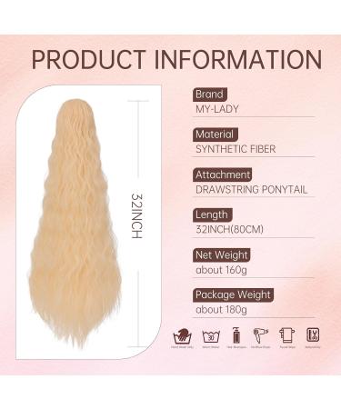32 Inch Drawstring Ponytail Extension for Women - Long Curly Natural Wavy Hairpiece in Light Ash Brown mix Bleach Blonde - Ideal for Daily Use and Parties - Buy Online on GoSupps.com