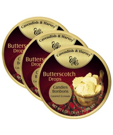 Cavendish and Harvey Candy (3 Pack) Butterscotch Hard Candy Tin 175g - Imported German Candy (Butterscotch)(Pack of 3)