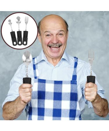 Solustre 3-Part Flexible Stainless Steel Cutlery Set | Portable Utensils for Disabled | Ergonomic Bendable Teaspoon & Dining Aids - Buy Online on GoSupps.com