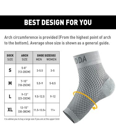 AVIDDA Plantar Fasciitis Compression Socks with Arch Support - Grey, Size S - Buy Online on GoSupps.com