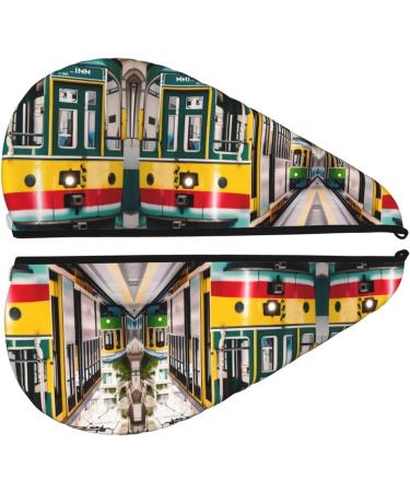 Lisbon Tram Coral Velvet Dry Hair Cap | Unisex Wet Towel Wrap for Bathroom Pool Beach - Ideal Accessory - Buy Online on GoSupps.com