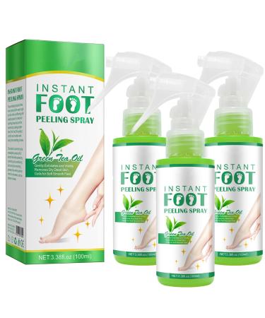 Foot Peeling Spray Instant Foot Peeling Spray Foot Spray to Remove Dead Skin Hydrating Nourish Peel Off Spray Exfoliating Peeling & Calluses on Feet for Cracked Rough Heels (3PCS Green Tea) 3PCS Green Tea