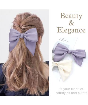Cinaci 8 Pieces Big Oversized Silky Satin Hair Bow Barrettes Bow Hair Clips Accessories for Women Girls Teens Kids - Buy Online on GoSupps.com
