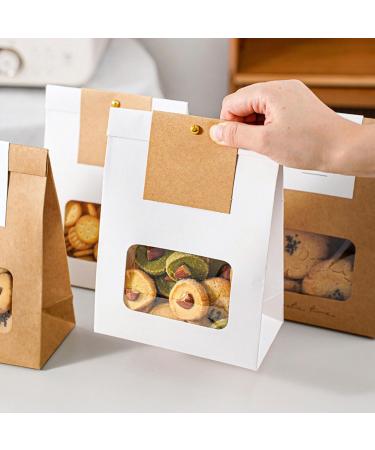 Pack Of 50 Clear Window Bags Practical Food Packaging Bag Convenient Package Bag For Cookie And Bread Party Supply White - Buy Online on GoSupps.com