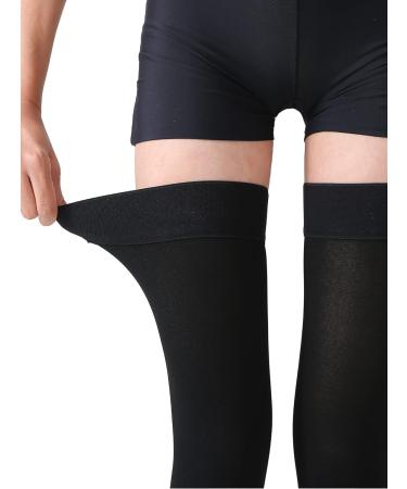 Thigh High Compression Stockings Closed Toe Pair - Firm Support 20-30mmHg Gradient Compression Socks - Silicone Band - Unisex - Black XL - Buy Online on GoSupps.com