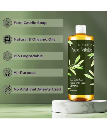 Unscented Pure Castile Soap Liquid - Eco-Friendly & Biodegradable for Face Hand Body Laundry - 32 fl oz - Buy Online on GoSupps.com