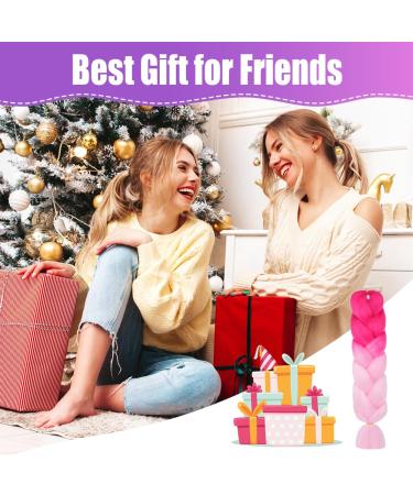 Aomig Braids Extensions - 2PC Ombre Art Hair for Braiding - 24 Strands Pink/Light Pink Lichen Extensions for Box Braids - Buy Online on GoSupps.com