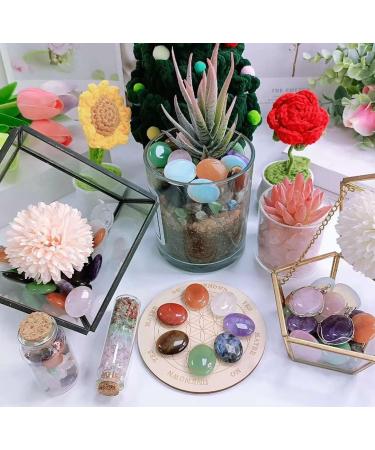 Xiannvxi 10pcs Palm Stone Set - Amethyst Rose Quartz Obsidian & Clear Quartz Healing Crystals - Natural Polished Gemstones for Wellness - Buy Online on GoSupps.com