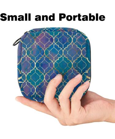 Geometric Moroccan Texture Storage Bag with Zipper for Menstrual Pads & Cups - Portable Organizer for Teens & Women - Buy Online on GoSupps.com