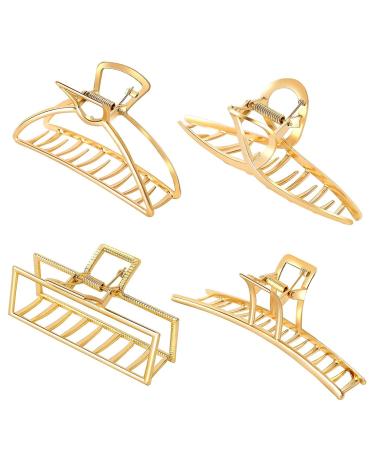 4 Pack Hair Clips Larger Metal Hair Claw Clips Nonslip Elegant Alloy Golden Claw Clips for Thick Hair Women Hair Accessories for Women Girl