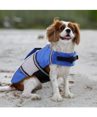 Dog Life Jacket Vest | Lightweight & Reflective Pet Lifesaver with Lift Handle | Leash Ring | Blue - Small - Buy Online on GoSupps.com