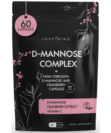 D Mannose 1000Mg Tablets Complex 3-in-1 D-mannose Capsules with High-Strength D mannose Powder Cranberry Extract & Vitamin C Preventative Urinary Tract & Bladder Care for Women 60 Capsules 60 Count (Pack of 1) 60.0