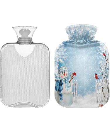 Funny Christmas Snowman Hot Water Bottle - 2L Fleece Cover for Warm & Cold Compress - Winter Forest Gift - Buy Online on GoSupps.com