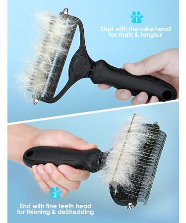 Malsipree 2-in-1 Dog & Cat Brush for Long & Short Hair | Pet Fur Care Knot Prevention & De-Shedding Tool - Gro Black - Buy Online on GoSupps.com
