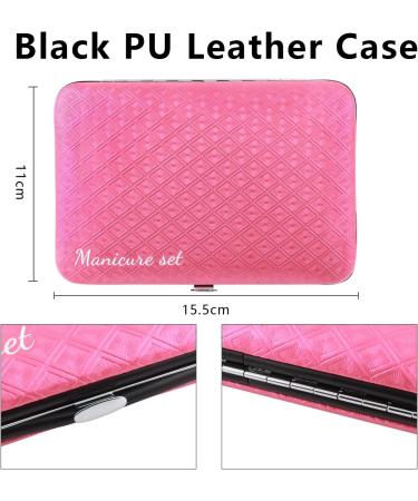 Manicure Set Professional Nail Clippers Kit Pedicure Care Tools 23pcs Stainless Steel Grooming Tools with Black PU Leather Case for Travel or Home (Pink/Silver) - Buy Online on GoSupps.com