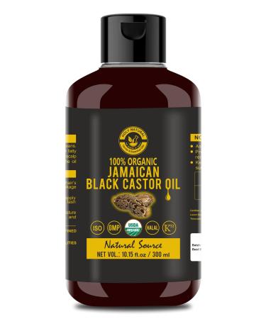 Organic Jamaican Black Castor Oil (10.15 fl oz) USDA Certified Traditional Handmade with Typical and Traditional roasted castor beans smell 100% Pure black Castor Oil (No Additive No preservative) 10.15 Fl Oz (Pack of...