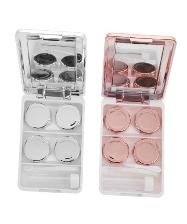 Lalafina 2 Set boxing contact lenses in mirror color accessories for contact lenses contact lens container Storage container for contact lens eye contact case travel drinking box pp sensitive 9x6.1x2.2cm silver