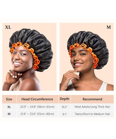 Mikimini Black Shower Hood - Waterproof Double-Layered Soft PEVA - Cute Stretchy Bathing Hair Hood (Medium Size 1 Piece Black + Orange) - Buy Online on GoSupps.com