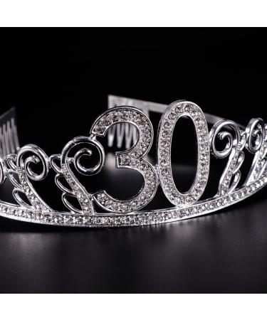 Frcolor Birthday Crystal Tiara Crown 30th Rhinestone Princess Queen Headband - Buy Online on GoSupps.com