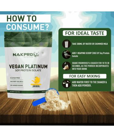 NAK PRO 100% Soy Protein Isolate Mango - 1kg | 25.3g Protein 4.6g BCAA | Natural Vegan Plant Protein Powder | Easy To Digest | All Essential Amino Acids for Muscle Gain and Recovery - Buy Online on GoSupps.com