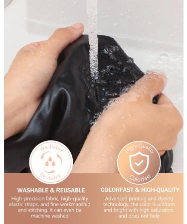 Mikimini Extra Large Black Shower Hoods (2-Pack) - Waterproof Reusable Hair Caps for Men & Women with Bright Green Border - Thick Braids & Double-Layer Design - Buy Online on GoSupps.com