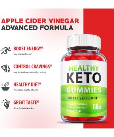 Healthy Keto Gummies - Official Vegan Formula with Apple Cider Vinegar and Vitamin B12 - 60 Gummies for Weight Loss and Energy Boost - Buy Online on GoSupps.com