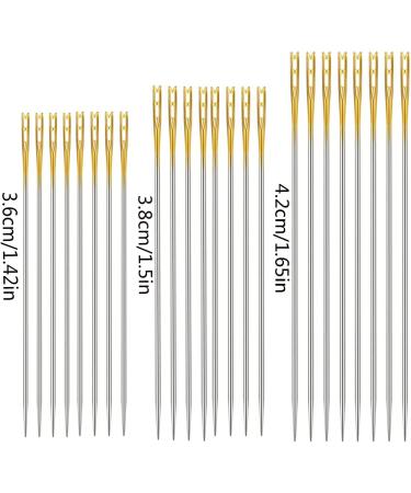 Fbshicung Self Threading Needles Set - 24 Double Hole Needles, 6 Large Eye Stitching Needles with Wooden Case - for Sewing and Embroidery - Buy Online on GoSupps.com
