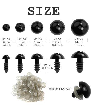 240PCS Black Safety Eyes for Amigurumi & Crafts - Sizes 6mm to 14mm - Doll Eyes with Washers for Crochet, Toys, Stuffed Animals - Buy Online on GoSupps.com