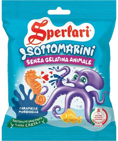 Sperlari Sperlari Sottomatini Kids Pack of 3 soft and sparkling fruit candies in the shape of sea animals peach pear raspberry and strawberry for children 40g bags