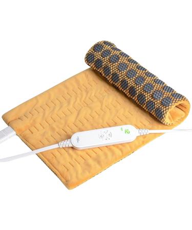 GOQOTOMO Jade Stone Weighted Heating Pad - Fast Heat for Shoulder and Back Pain Relief - 12 Heat Levels, 8 Timers - 145pcs Jade Stones - Size 24 X 12 (Golden) - JS001 - Buy Online on GoSupps.com