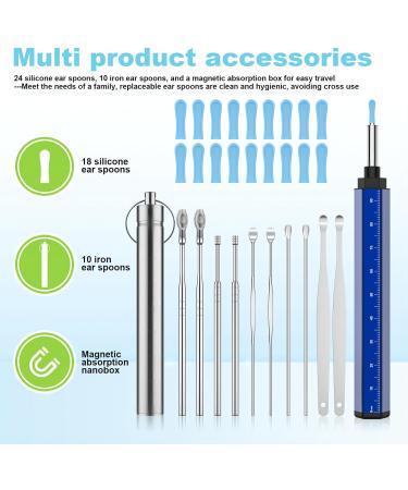 Buy Ear Wax Removal Tool Camera for iOS & Android | HD 1296P Ear Cleaner Kit with 10 Picks & 18 Silicone Spoons - Blue - Buy Online on GoSupps.com