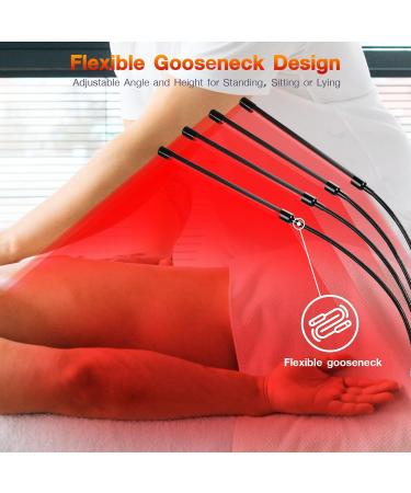 Mojimdo Red Light Therapy Lamp 660nm&850nm Infrared Light with Flexible Gooseneck Arm and Height-Adjustable Stand for Targeted Use on Face Body Knee Back - Ideal for Home Use - Buy Online on GoSupps.com